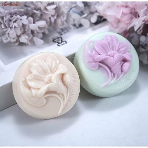 Creative Soap Making Form Round Lily Handmade Soap Mold DIY Bath Bomb Mold 3d Flower Soap Mold Cake Decor Chocolate Mold