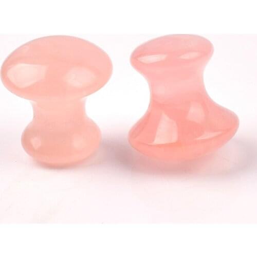 Face Massager gua sha Tool Natural Rose Quartz Mushroom Facial Back Foot Acupuncture Massage Scraper SPA Therapy Guasha 2Pieces