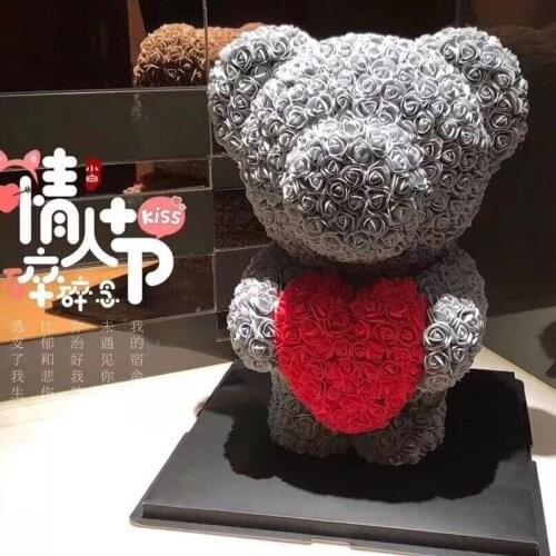 25CM TEDDY BEAR ROSES ARTIFICIAL FLOWERS HEART BEAR OF ROSES WOMEN VALENTINES DAY WEDDING GIFTS HOME WEDDING FESTIVAL GIFT CRAFT