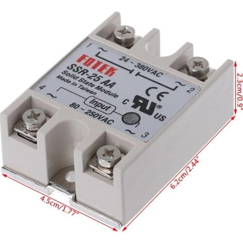 Solid State Relay Module SSR-25 AA 25A 250V 80-250V AC Input 24-380V AC Output