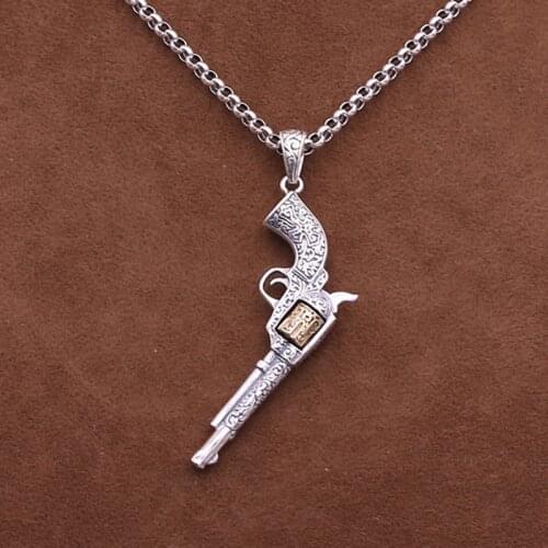 Revolver Hand Gun Pendant Necklace Hiphop Handmade Statement Necklace jewelry For Men