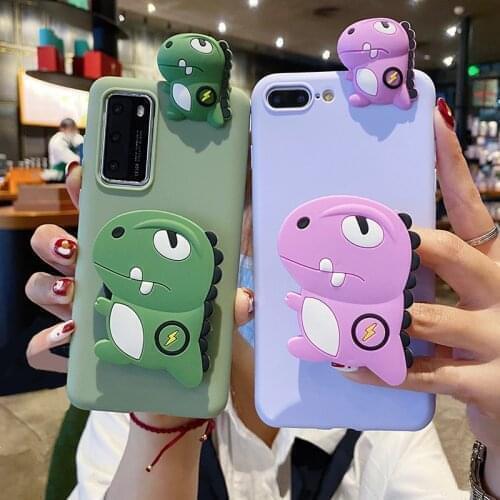 3D Cartoon Dinosaur Bracket Soft Phone Case For iPhone 12 TPU Cover For iPhone 7 Plus 8 6 6s 11 pro max X XS Max XR Fundas