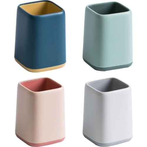 Desktop Dichromatic Pencil Holder Pen Makeup Brush Pot Storage Box Multifunctional Container Office Stationery Organizer