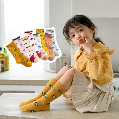 MAYA STEPAN 1 Pair Anti Slip Floor Cartoon Kids Toddlers Autumn Spring Kawaii Cute Fruit Newborn Cute Cotton Baby Girl Socks