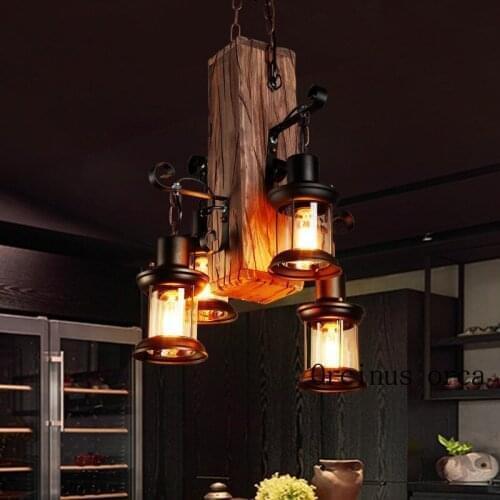 One industrial wind bar creative personality retro Restaurant Bar clothing store wood lamps