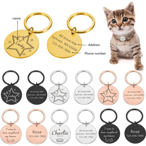 Personalized Pet ID Tag Engraved Pet ID Name for Cat Puppy Address anti-lost Dog Collar Tag Pendant Pet Accessories