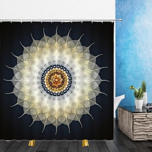 Simplicity Personality Shower Curtains Round Colorful Mandala Pattern Bathroom Home Decor Waterproof Polyester Cloth Curtain Set