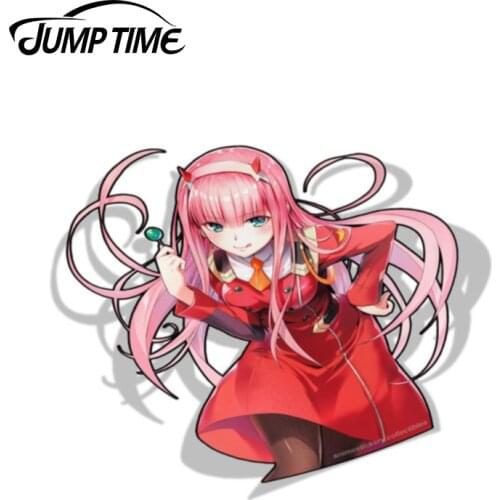 Jump Time 13cm x 12.5cm Darling in the Franxx Zero Two Anime Car Stickers Waifu Decals Car Styling Motorcycle Car Accessories