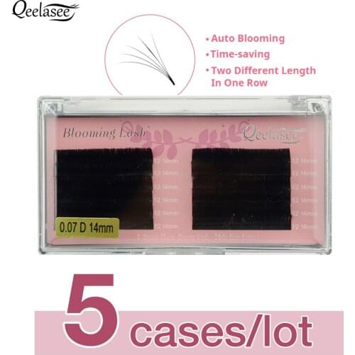 Qeelasee 5 Trays Easy Fanning Eyelash Extensions Blooming Automatic Flowering Lashes Faux Mink Volume Extensions Cils Auto Fan