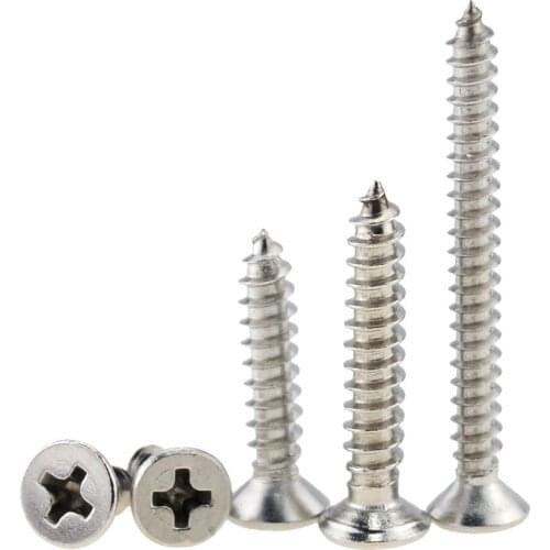 100PCS M1.5*4 5 6 7 304 Stainless Steel Cross Recessed Countersunk Flat Head Tapping-screws Wood Screw M1.5x4 M1.5x6 M1.5x7