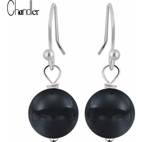 Chandler Black Blue Resin Glass Round Ball Drop Earring Dangling Chic Bahar Loose Natural Stone Beads Hook Pendientes For Girls