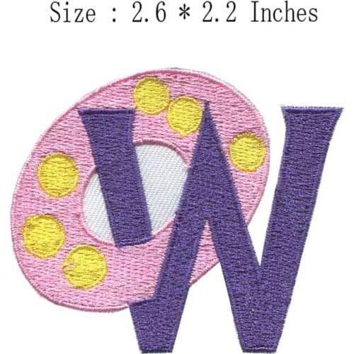 W letter 2.6"wide DIY embroidery patch for Embroidered Badge/Jacket Patches/Scout Patches