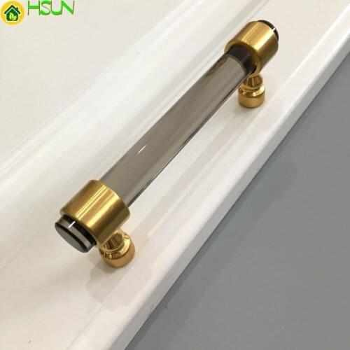 Modern Nordic gray transparent acrylic bar straight edge diagonal handle gray transparent bar cabinet door handle
