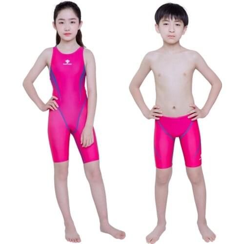 Girls Sport One Piece Swimwear Boys Swim Trunks Patchwork Bodysuit Kids Bathing Suit Child Beach Monokini Knee Length Beach Wear
