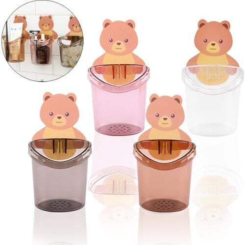 Bathroom Toothbrush Holder Toothpaste Storage Rack Wall Mount Toothbrush Cup Rack Cartoons Toothbrush Stand Bathroom Accessories