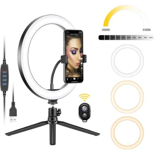 Neewer 10inch USB LED Ring Light with Tripod Stand,3 Light Modes/10 Brightness Level for YouTube Tiktok Video Makeup Selfie Live