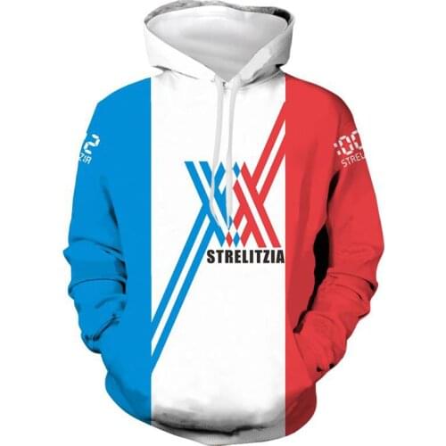 DARLING in the FRANXX Hoodie Cosplay Zero Two 02 002 Strelizia Pullover Men Casual Hoodies Coat Outfit Sweatshirt Tops