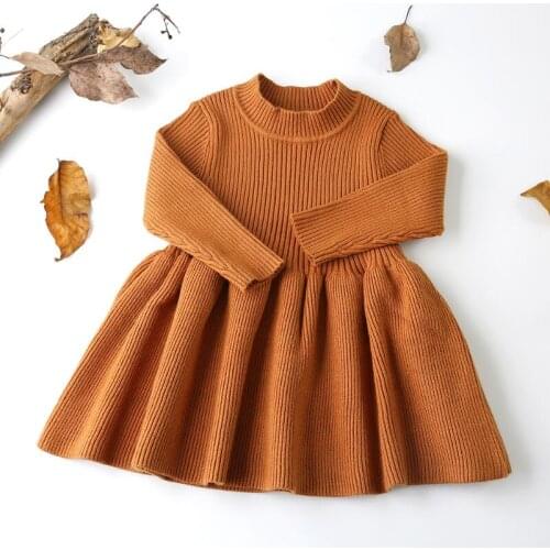 2019 Spring Autumn Winter Girls Wool Knitted Sweater Baby Girl Princess Dress Kids Dresses For Girls Baby Party Birthday Clothes