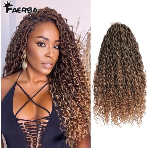 Crochet Braids Hair Passion Twist Synthetic River Goddess Braiding Hair Extension Ombre Brown Faux Locs With Curly For Women