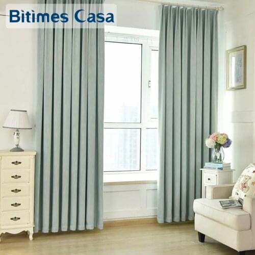 High Shadiing Blackout Window Curtain Solid Color For Living Roon Bedroom High Density Grey Curtain Elegant Home Decoration
