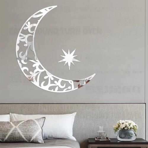 Mirror Wall Stickers Sticker Room Decoration Decorative For Home Moon Star Ramadan Kareem Islamic Arabic Muslin Mubarak R224