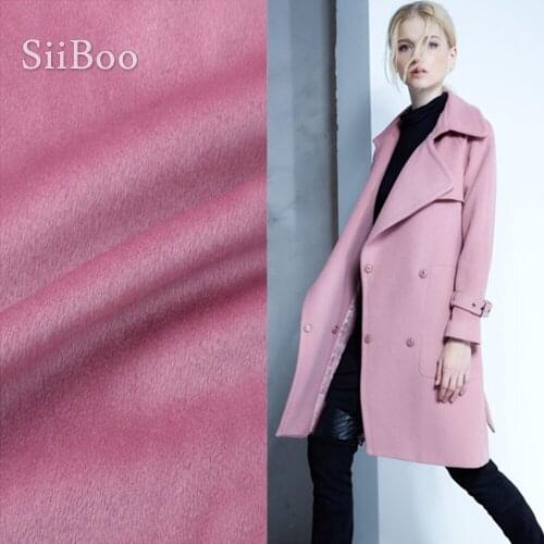 Luxurious pink color super soft cashmere wool blend fabric apparel for women winter spring coat windbreaker tissu telas SP6013