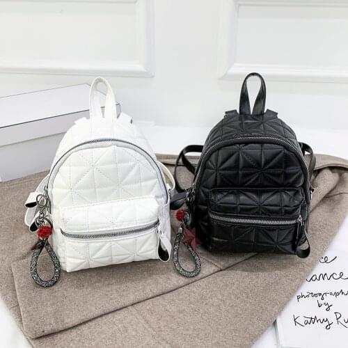 Ladies Fashion PU Leather School Travel Backpack Ladies Small Backpack Travel Bag Women Solid Color Shoulder Crossbody Bags 2021