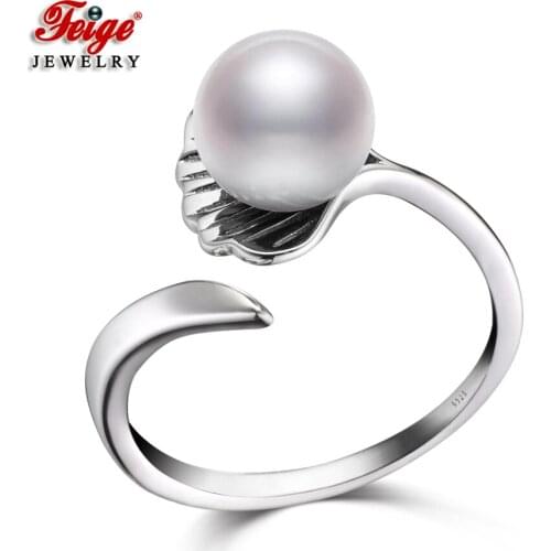 2 Colors Fashion 925 Sterling Silver Natural Freshwater Cultured Pearl Rings for Women Gifts Bijoux Gemstone Ring Fine Jewelry