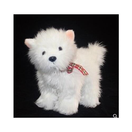 22cm Kawaii Simulation little white dog Plush Toys Soft Standing Version Stuffed Toy Dolls for children gift
