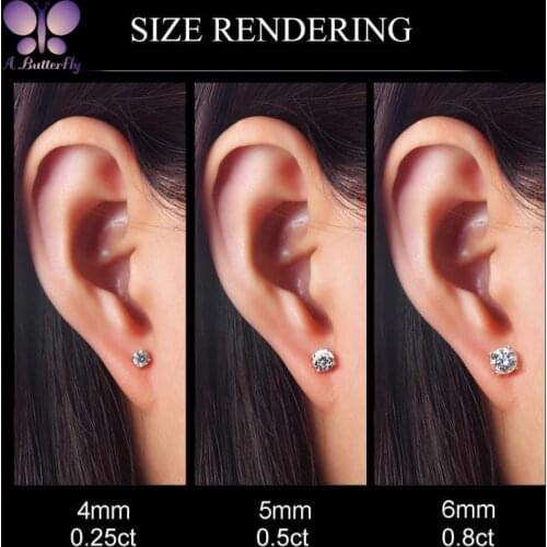 A Butterfly 3 Pair Earrings Set Simple and Fashionable 925 Sterling Silver SONA Stone Earrings