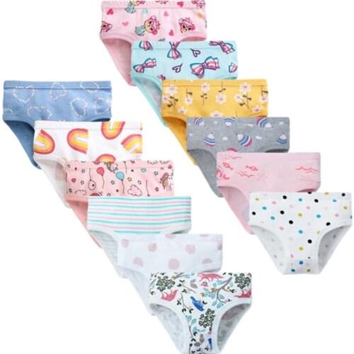 3 Pcs 100% Pure Cotton Children Underwear Print Kids Briefs Girls Cute Cartoon Girls Panties
