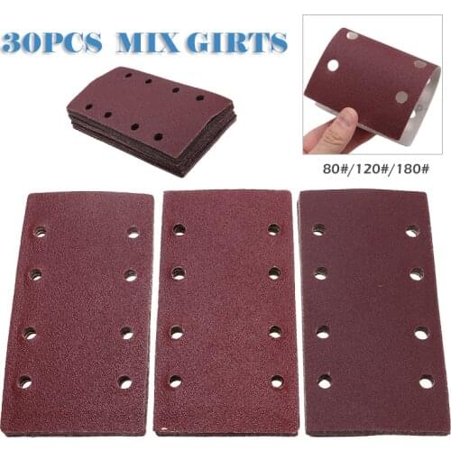 30Pcs Sanding Paper 1/3 Sander Hook Loop Abrasive Disc Sandpaper Punched Sheets 8 Holes 40-400 Grit For Wood Polishing Tools