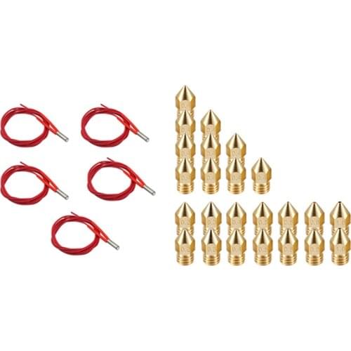 5Pcs 24V 40W Heater Cartridge for 3D Printer with 24Pcs Extruder Mk8 Nozzle 7 Size for Makerbot Creality Cr-10