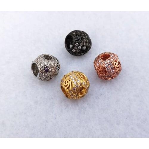 5 Pcs Handmade Charm Micro Pave Cubic Zirconia Round Connector Beads DIY Bracelet Accessories Jewelry Making CT521