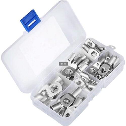 56Pcs Battery Cable Ends 8-4 AWG Heavy Duty Wire Lugs Tinned Copper Battery Cable Ends Tubular Ring Terminal Connectors