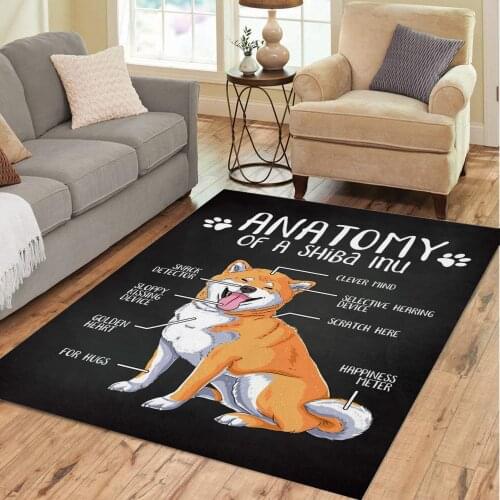 Anatomy Of A Shiba Inu 3D Printing Carpets For Living Bed Room Large Non-slip Yoga Washable Rug Home Decora