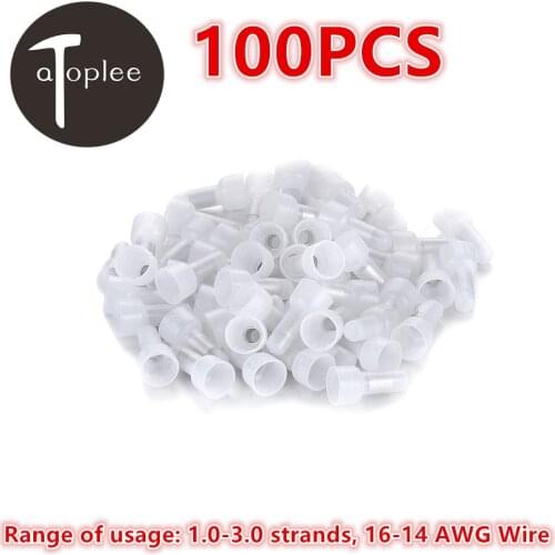 Atoplee 100PCS PP CE2X Closed End Crimp Cap 16-14AWG Gauge Car Audio Electrical Wire Connector Terminals