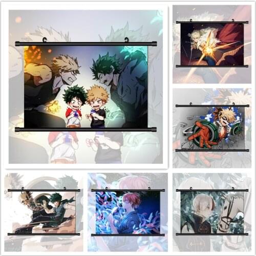 Boku no Hero Academia Midoriya Bakugou Todoroki Anime Manga HD Print Wall Poster Scroll