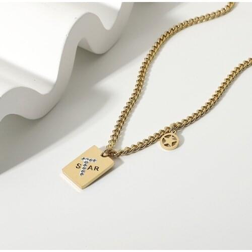 Classic Style Fashion Square Zircon Stainless Steel Clavicle Chain Jewelry For Women Luxury Elegant Female Wedding Necklace Gift