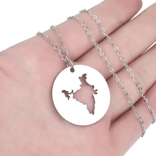 CHENGXUN New Trendy India Map Pendant Necklace for Women Men Stainless Steel Fashion India Country Map Charm Chain Jewelry Gift