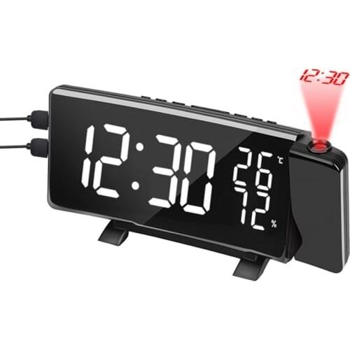 USB Digital Alarm Thermometer Creative Electronic Projection Clock Cross Border Popular Household Hygrometer