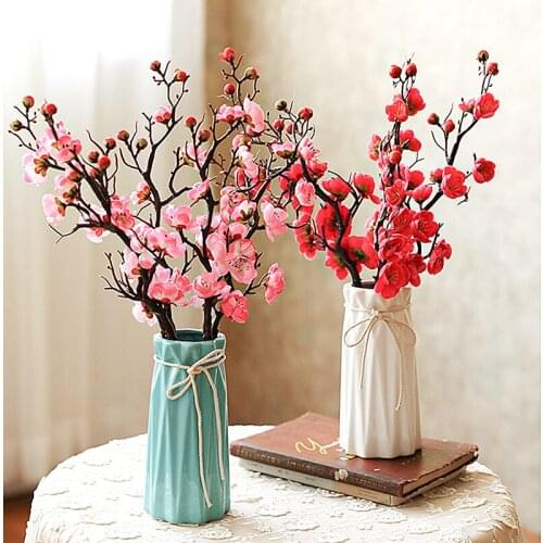 60/90cm Plum Cherry blossoms Artificial Silk flowers flores Sakura tree branches Home table living room Decor DIY Wedding Decora