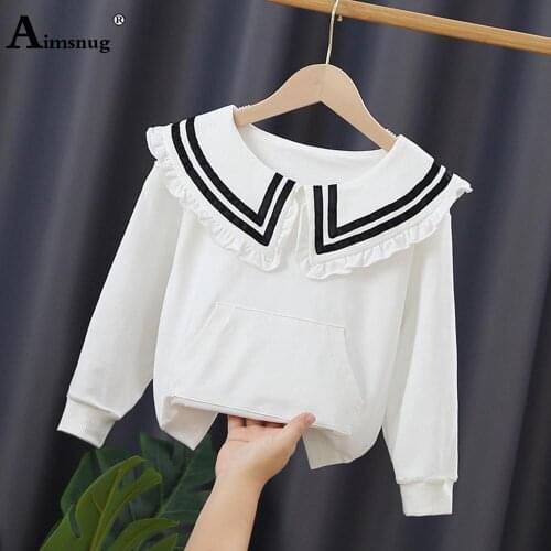 Children Sweet Bow T-shirt Girls Flower Shirt Knitted Pullovers Students Autumn Long Sleeve Patchwork Tops Kids Clothing 2021
