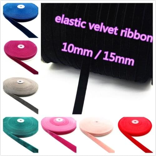 5 yds 10mm 15mm Elastic Velvet Ribbon Wedding Party Decoration Handmade Ribbon Gift Wrapping Bowknot DIY Christmas Ribbon
