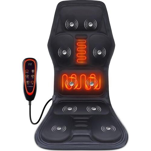 Electric Portable Heating Vibrating Back Massager Chair In Cushion Car Home Office Lumbar Neck Mattress Pain Relief