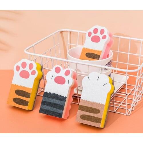 BalleenShiny Cats Claw Cleaning Sponge Three Packs Household Kitchen Products Dishwashing Brushing Pot Degreasing Scouring Pad