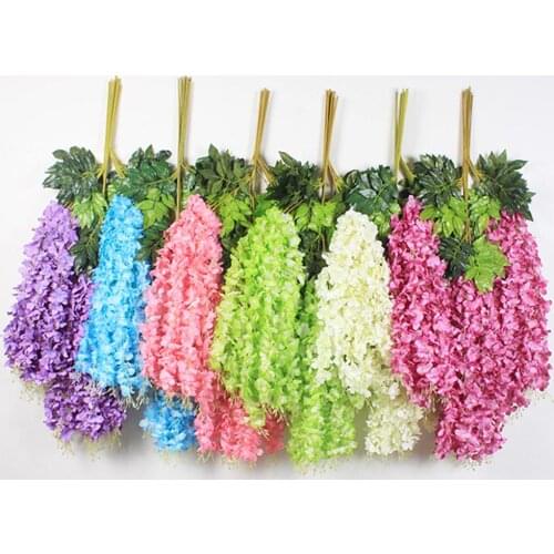 1Pc Wedding Artificial Flowers Artificial Wisteria Haning Flower Wall Decor Fake Flowers Wedding Decoration Garden Home Decor