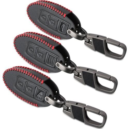 Leather Car Key Case Cover For Nissan Tidda Livida X-Trail T31 T32 Qashqai March Juke Pathfinder Note GTR Keychain Ring Holder