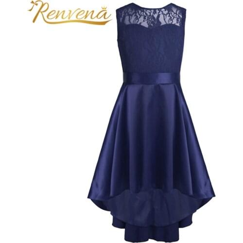 Lace Flower Girls Dresses Princess Girl High-low Dress Birthday Wedding Party Dress Holy Communion Clothing Summer Kids Vestidos