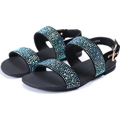 Top Fashion Men Sandal Summer Fashion Blue Rhinestone Sandal Shoes Men Party, Wedding Sandalias Mujer 2020, Big Sizes US6-US12